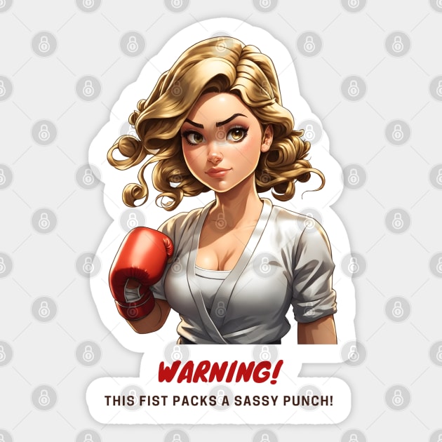 Sassy Punch Female Fighter Sticker by coloringiship